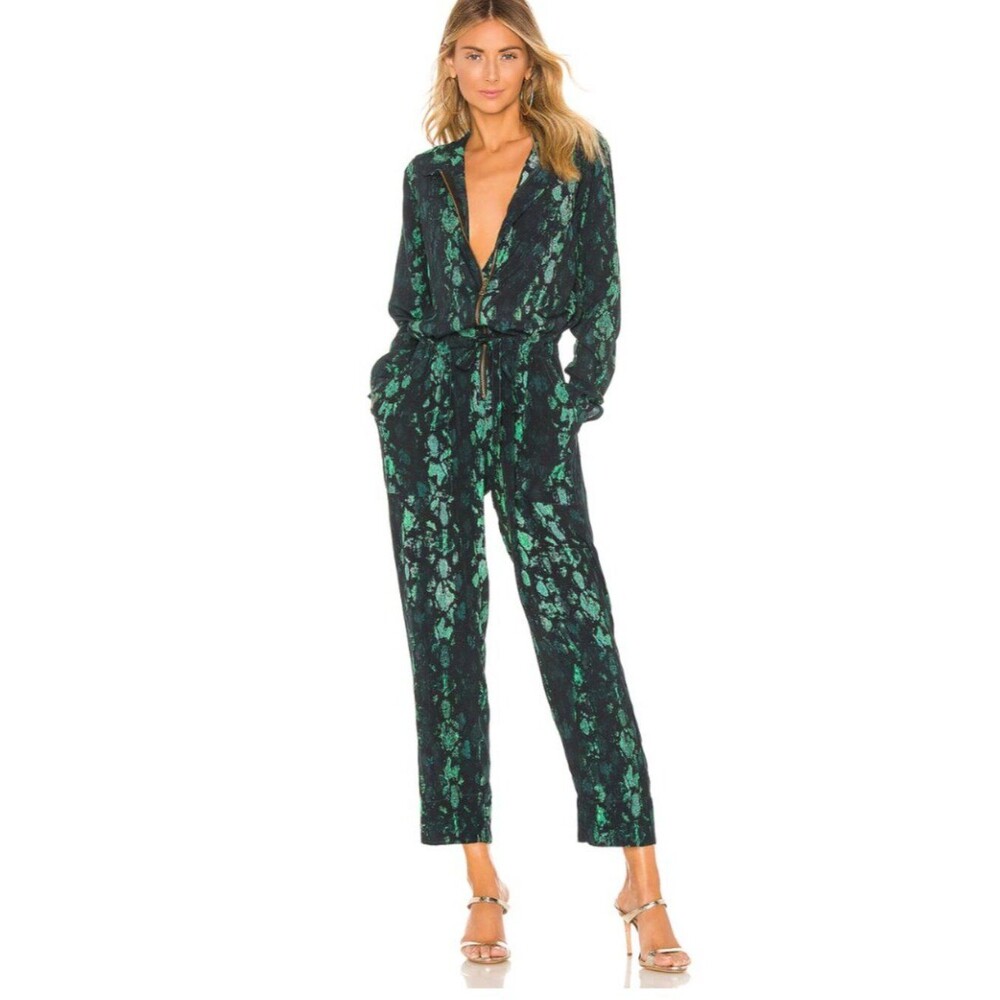 Cleobella Green and Black Lia Jumpsuit in Snake Print Pattern. Size S. - Picture 8 of 8